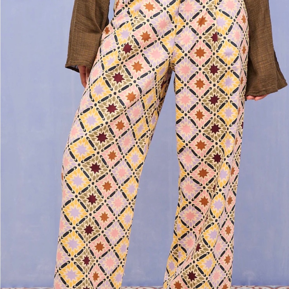 Lucy and Yak Cole Super Wide Leg Jeans: ORGANIC TWILL - Taverna Print Size 26